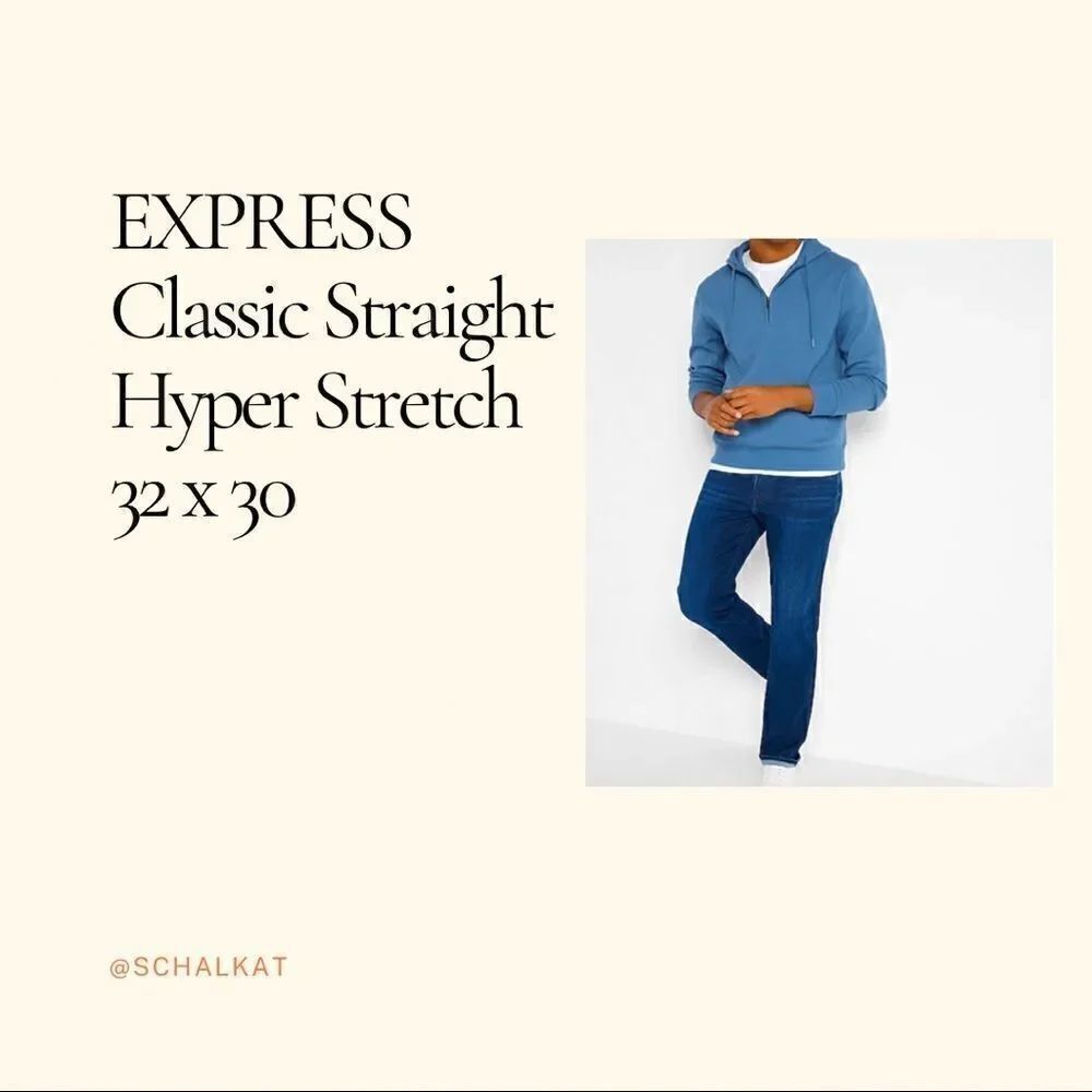 💼Men’s EXPRESS Classic Straight Hyper Stretch Jeans 32 x 30 NWOT